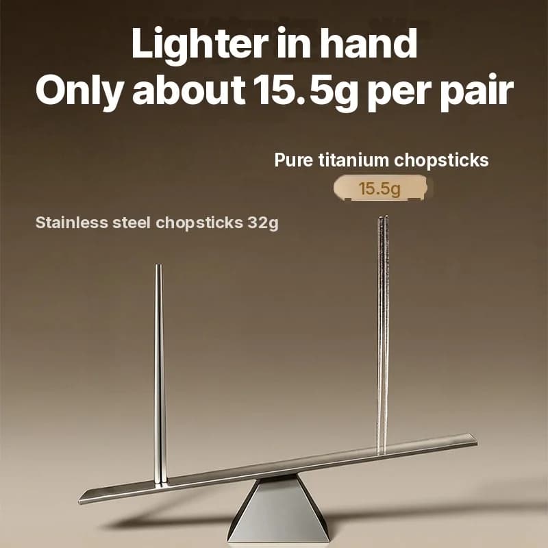 Pure Titanium Chopsticks Set, 5 Pairs, 23cm, Mirror Polished