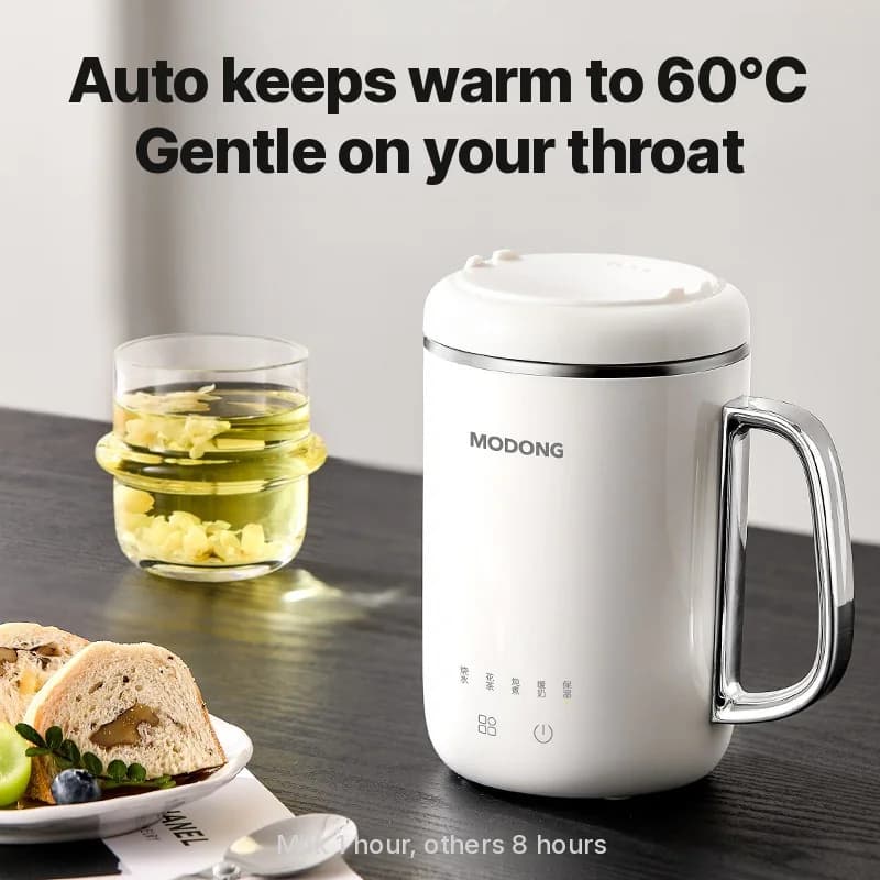 Portable Electric Stew Cup 450ml 220V with Filter and Spoon