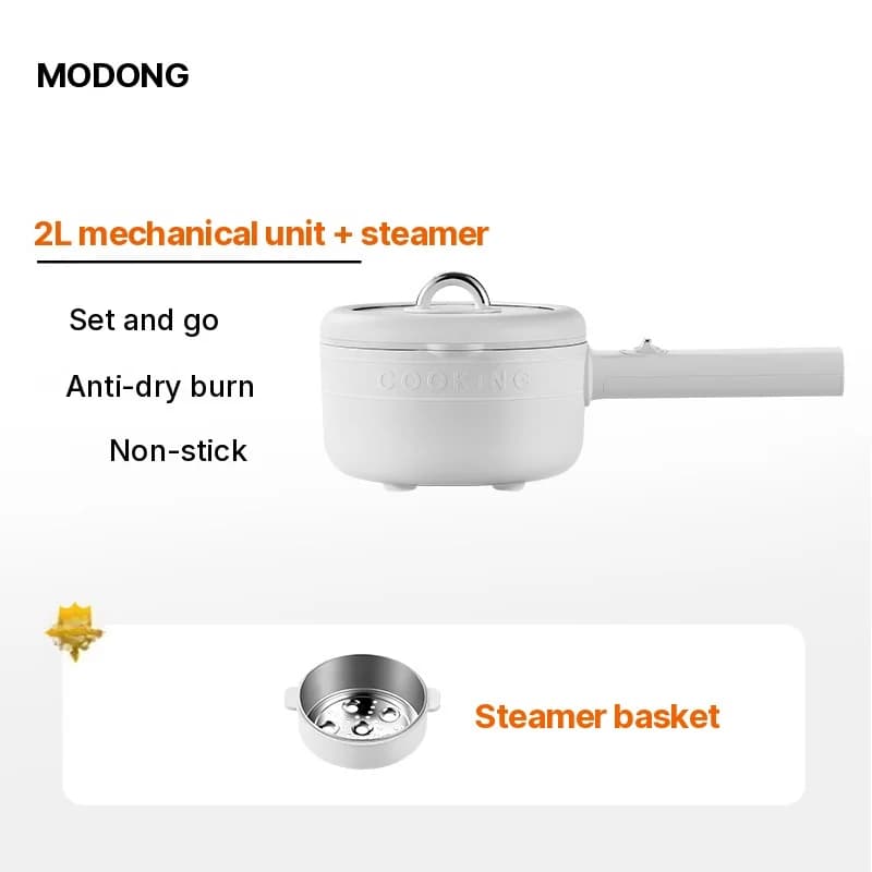 Electric Cooking Pot with Ceramic-Coated Inner Pot and Steamer