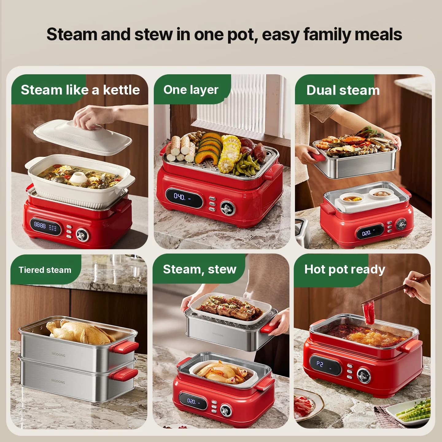 Electric Stainless Steel 3-Tier Steam Cooker 18L 220V 1500W
