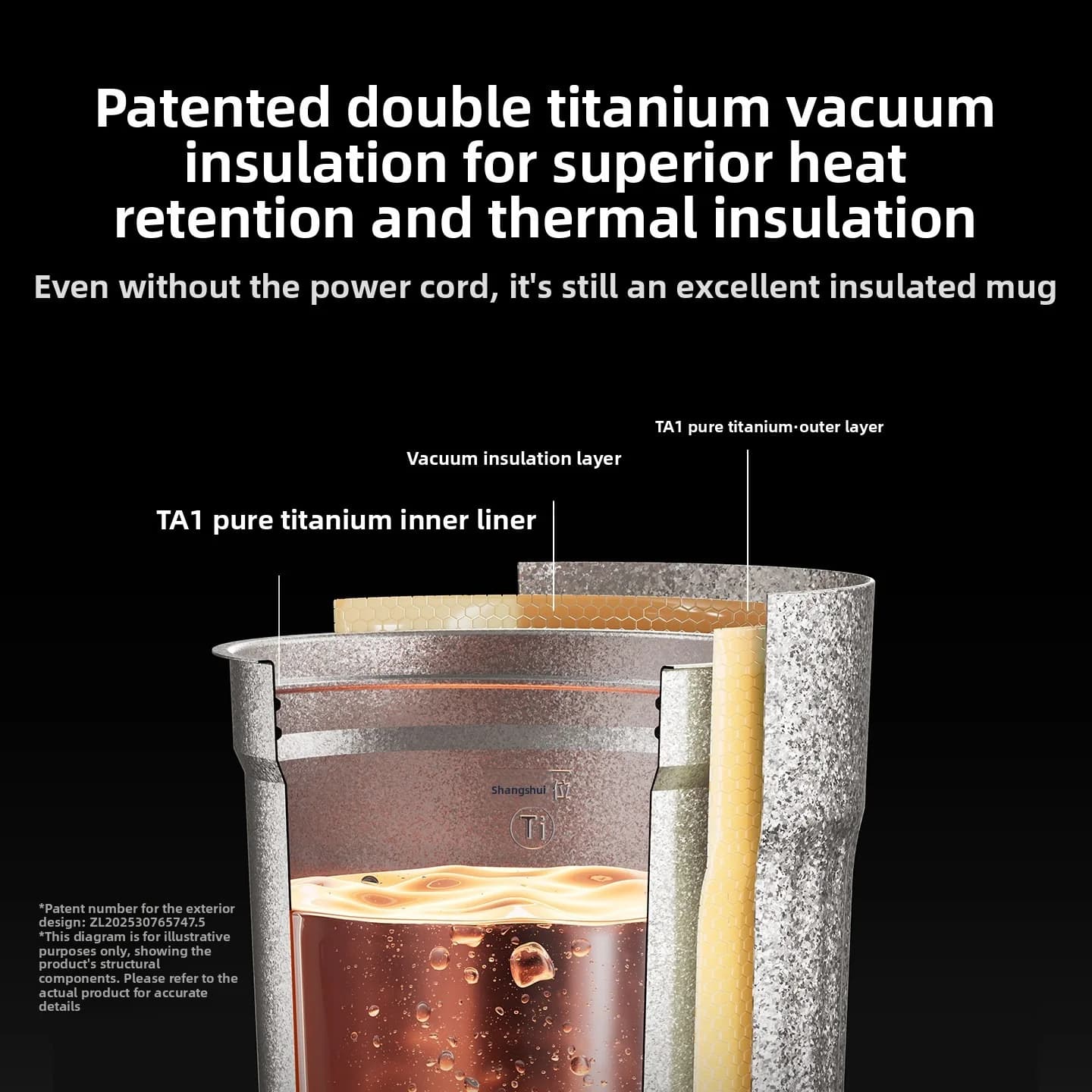Portable Titanium Electric Heating Cup 400ml Temperature Display