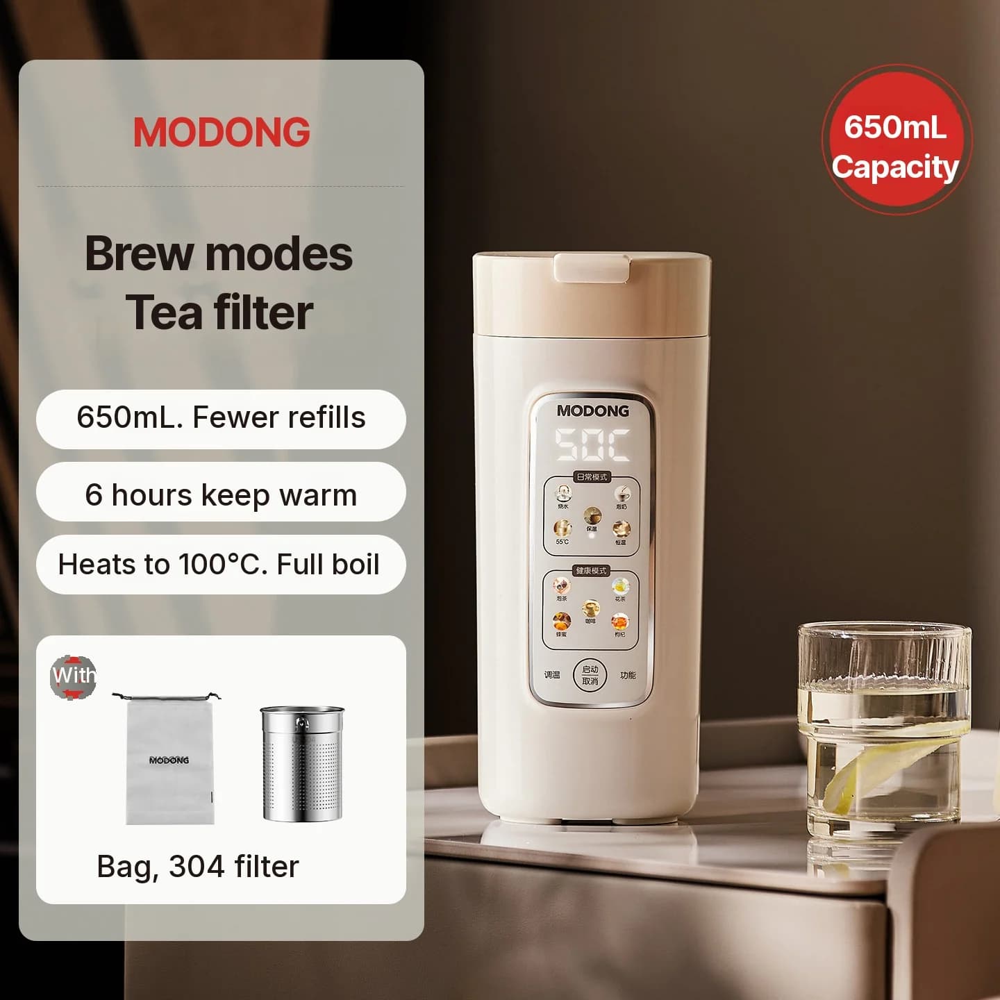 Portable Electric Heating Cup with Temperature Control