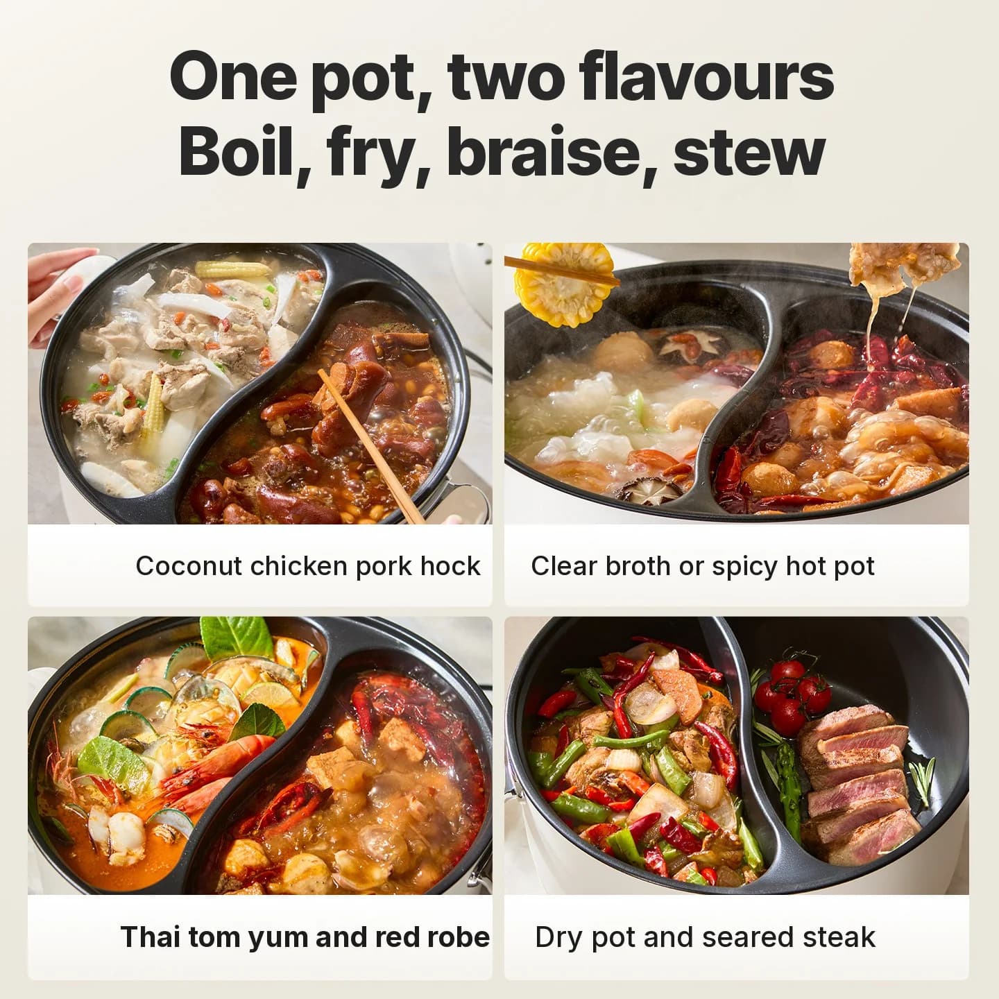 6L Dual Zone Electric Hot Pot With Independent Temperature Control