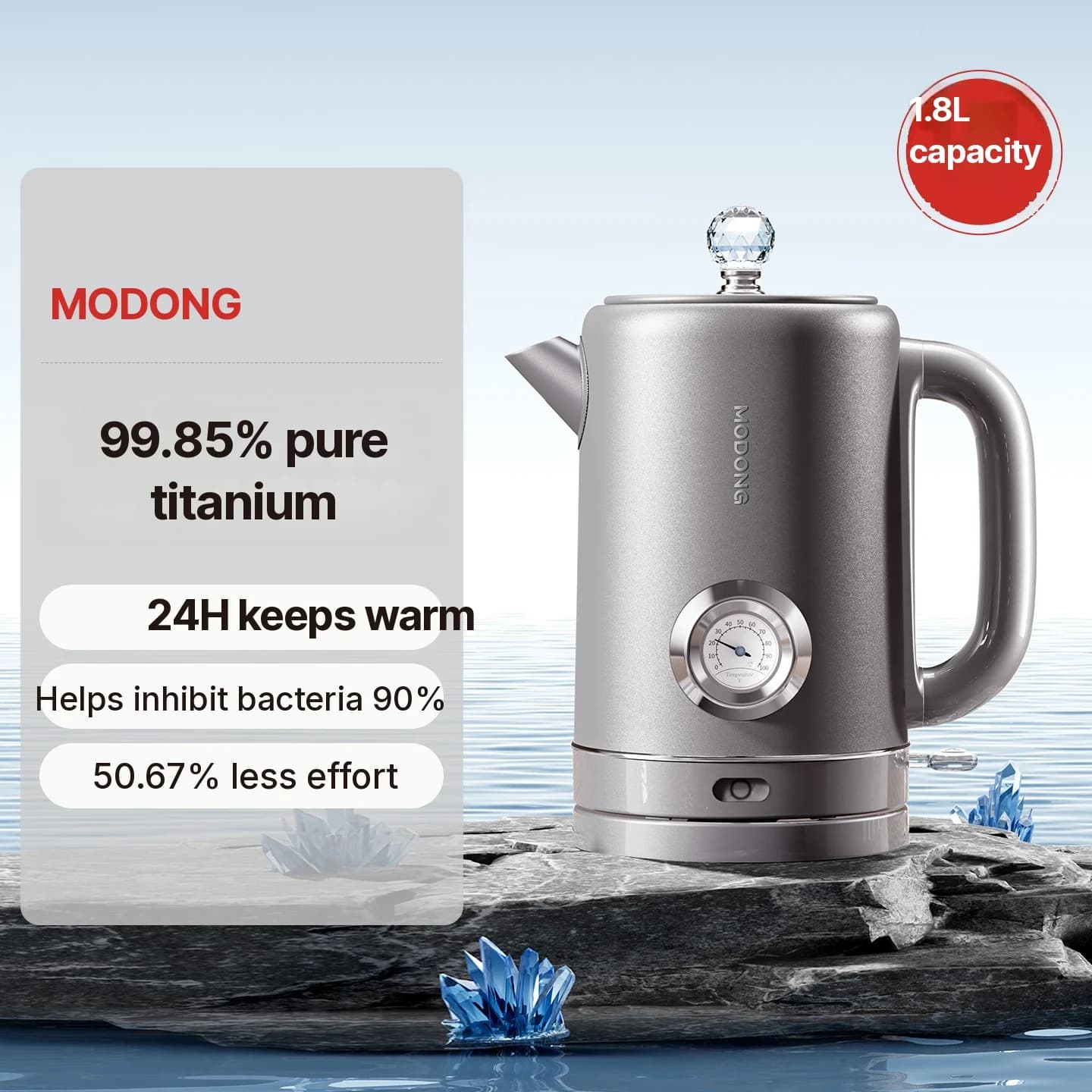 Pure Titanium Electric Kettle With Temperature Display 1.8L