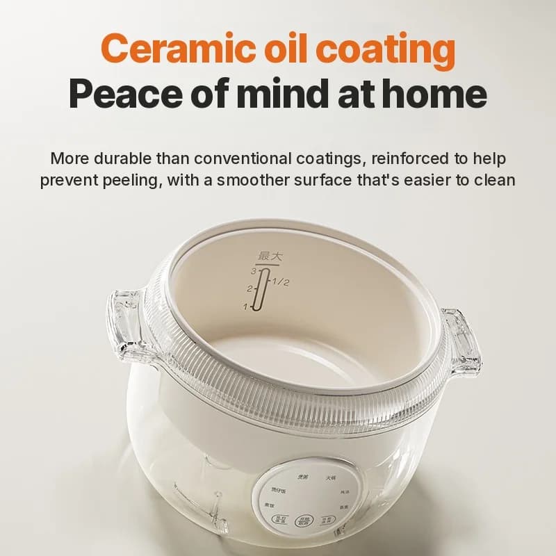 1.6L Mini Electric Rice Cooker with Ceramic Inner Pot