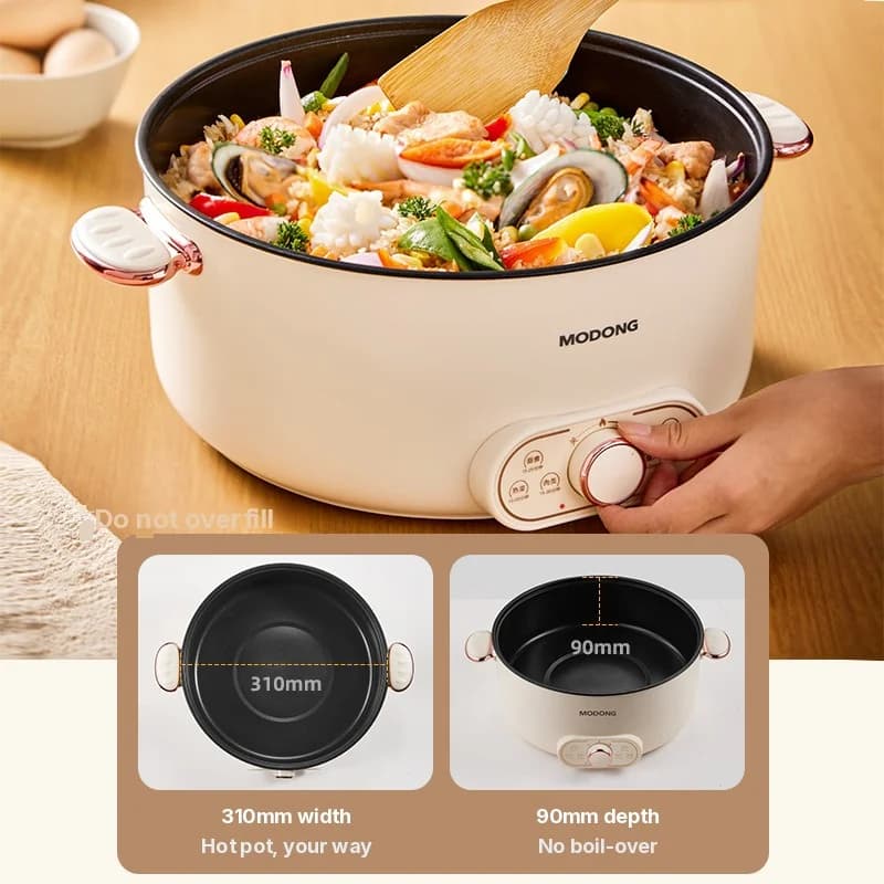 6L Electric Hot Pot With Steaming Basket, Nonstick