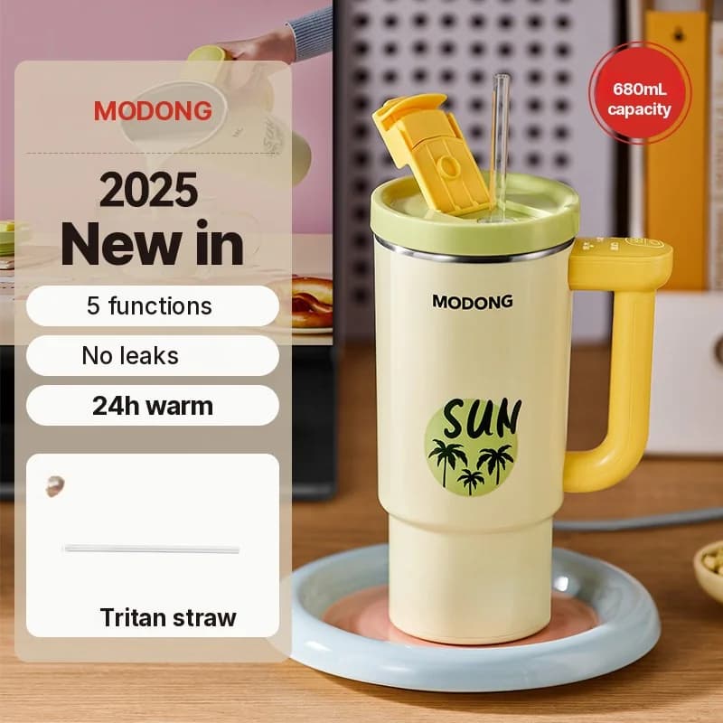 Portable Electric Heating Cup with 680ml Stainless Steel Inner