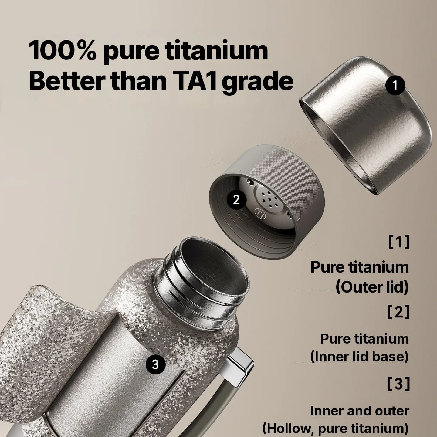 Pure Titanium Electric Heating Cup with Insulation 1200ml
