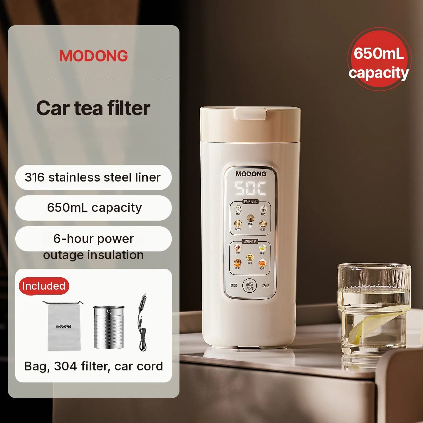 Portable Electric Heating Cup with Temperature Control