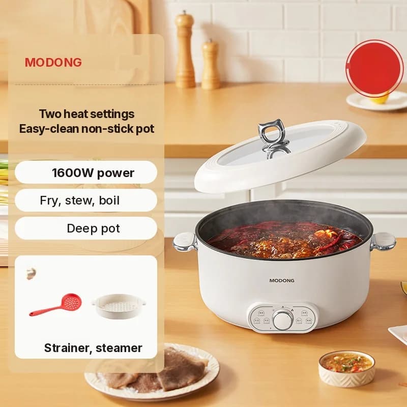 Electric Hot Pot with Steamer, 8L Large Capacity, 220V