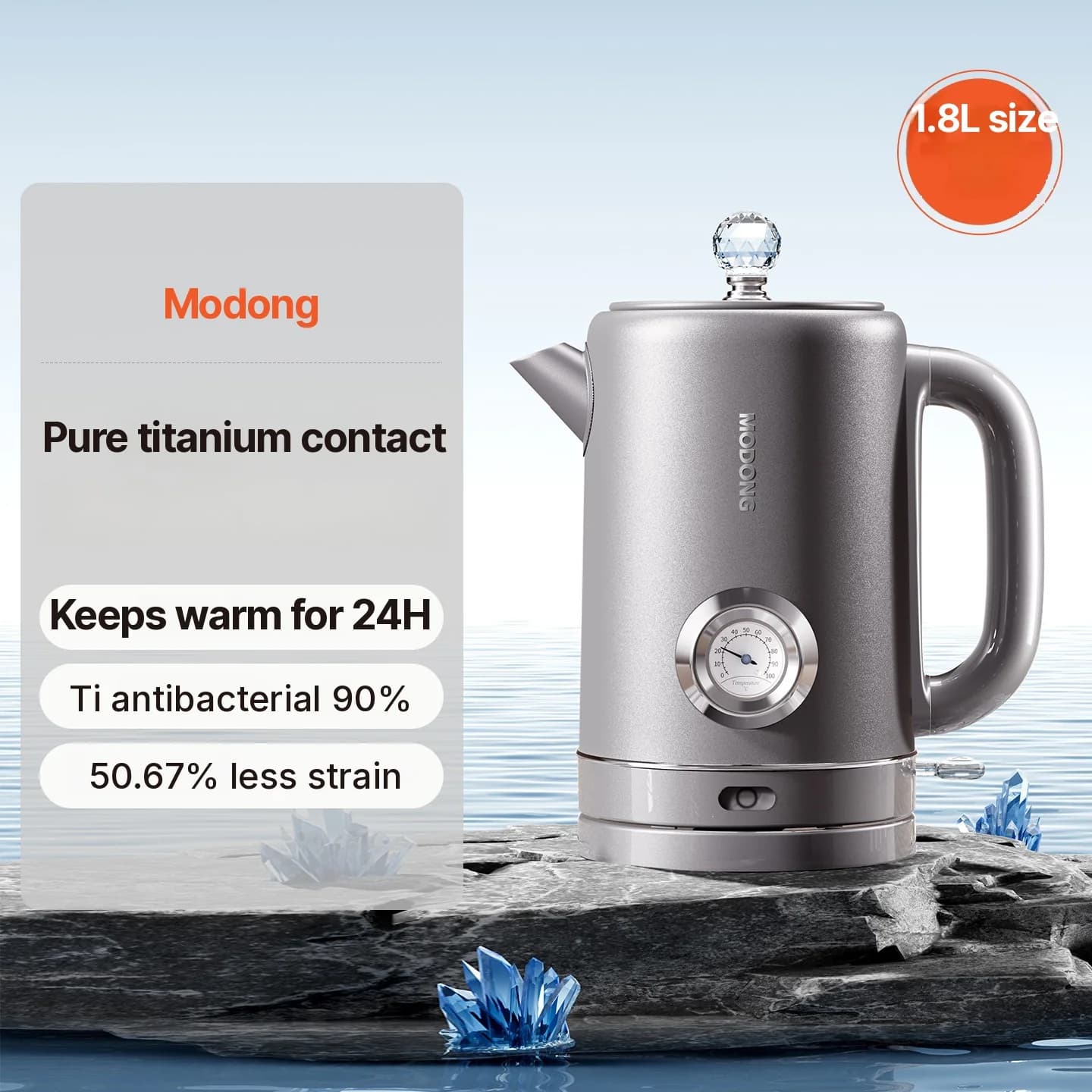 Pure Titanium Electric Kettle 1.8L with Temperature Display