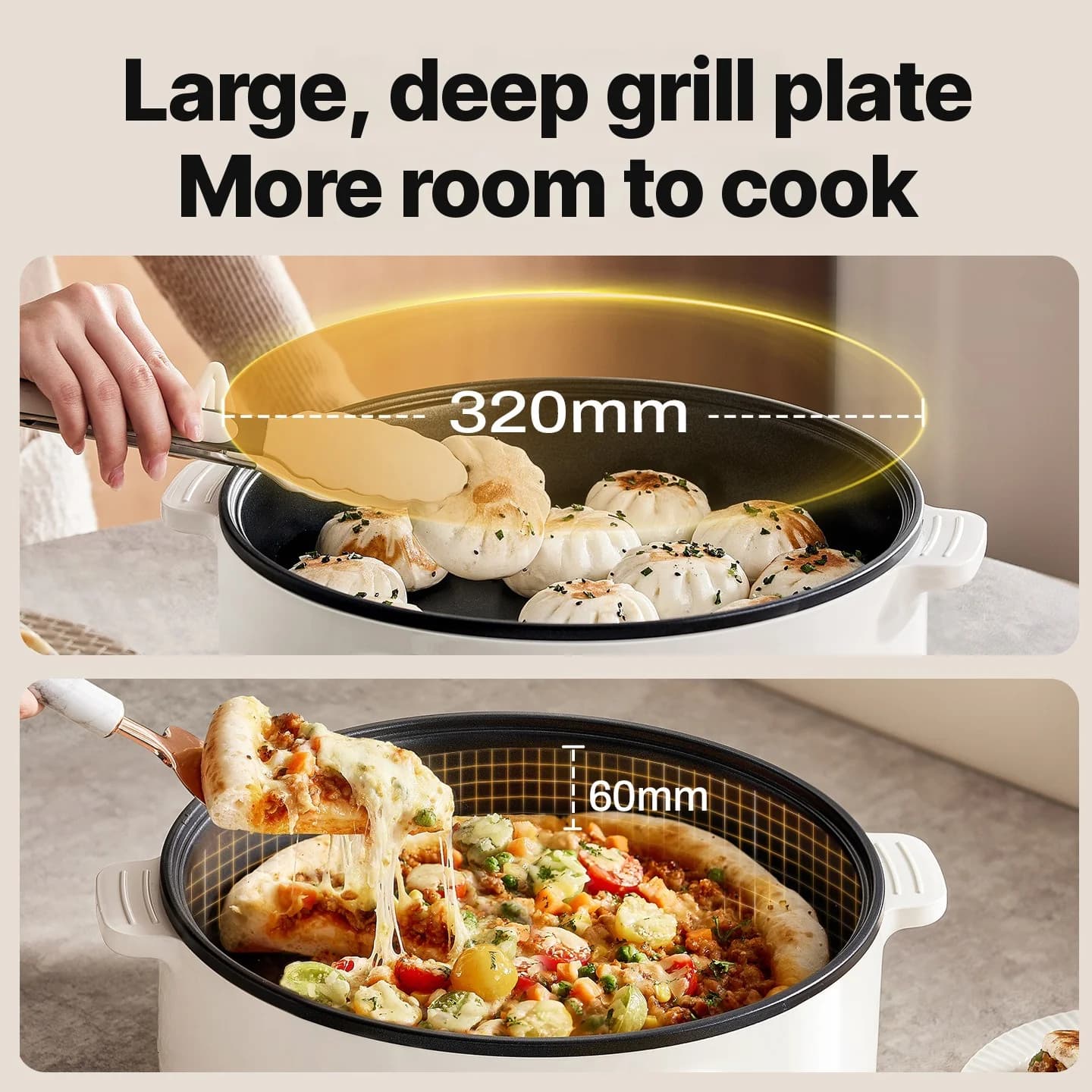 Electric Double-Sided Heating Griddle 4L Non-Stick 1800W