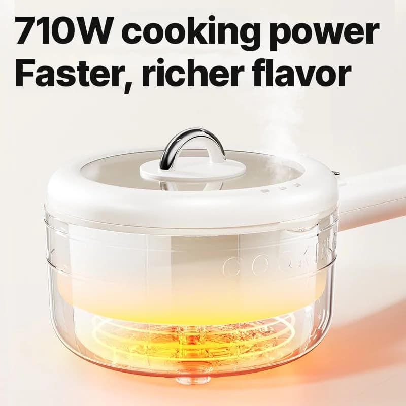 Electric Cooking Pot with Ceramic-Coated Inner Pot and Steamer