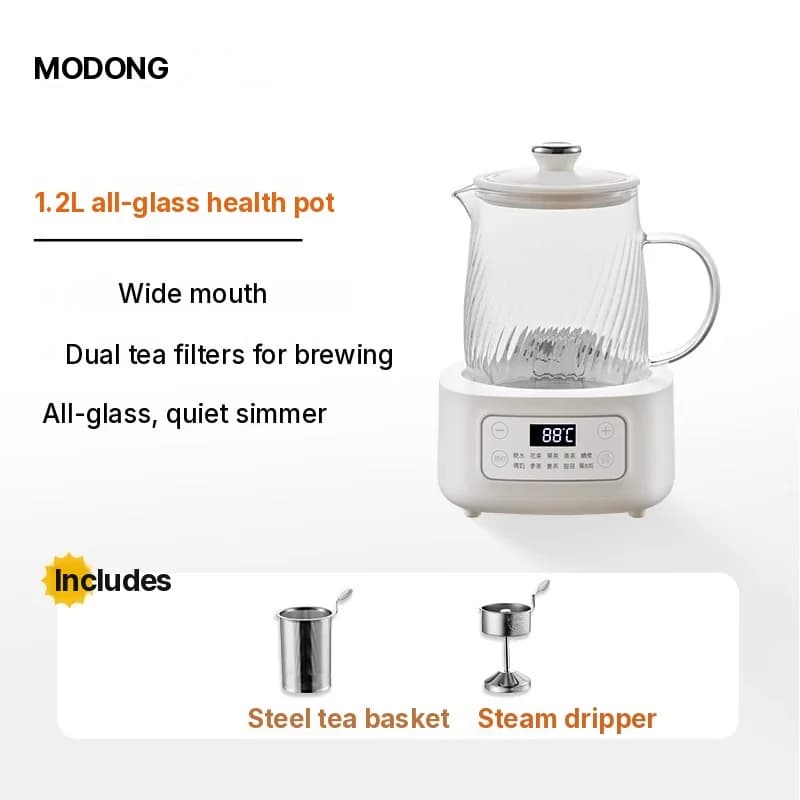 Glass Electric Health Pot 1-1.5L Touch Control for Tea