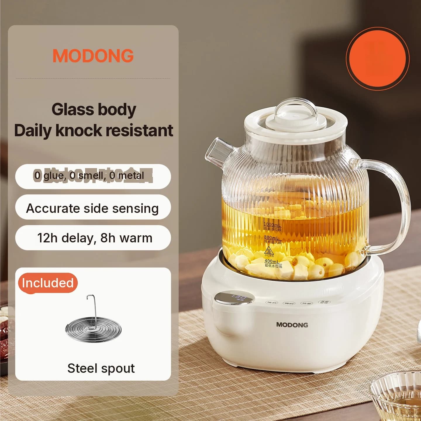 Glass Electric Tea Kettle With Temperature Control, 1L