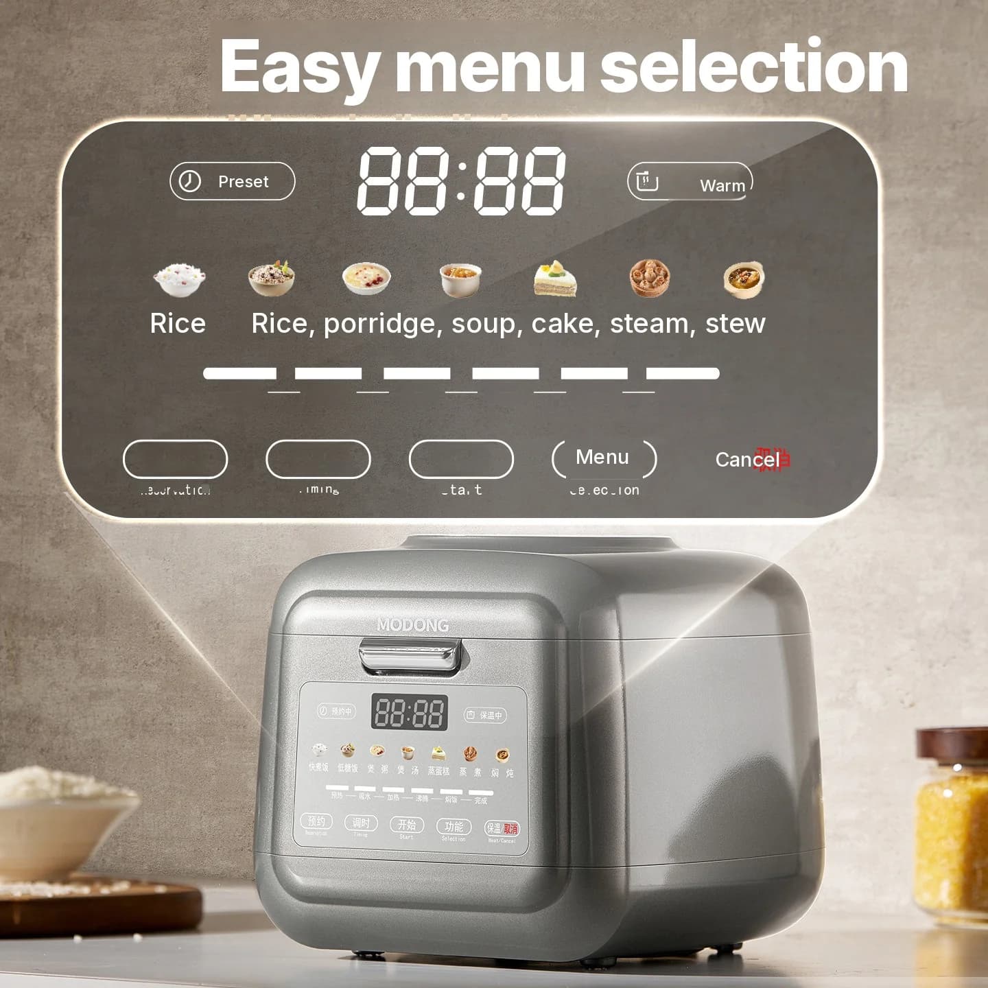 Electric Rice Cooker with Titanium Inner Pot, 2L/3L