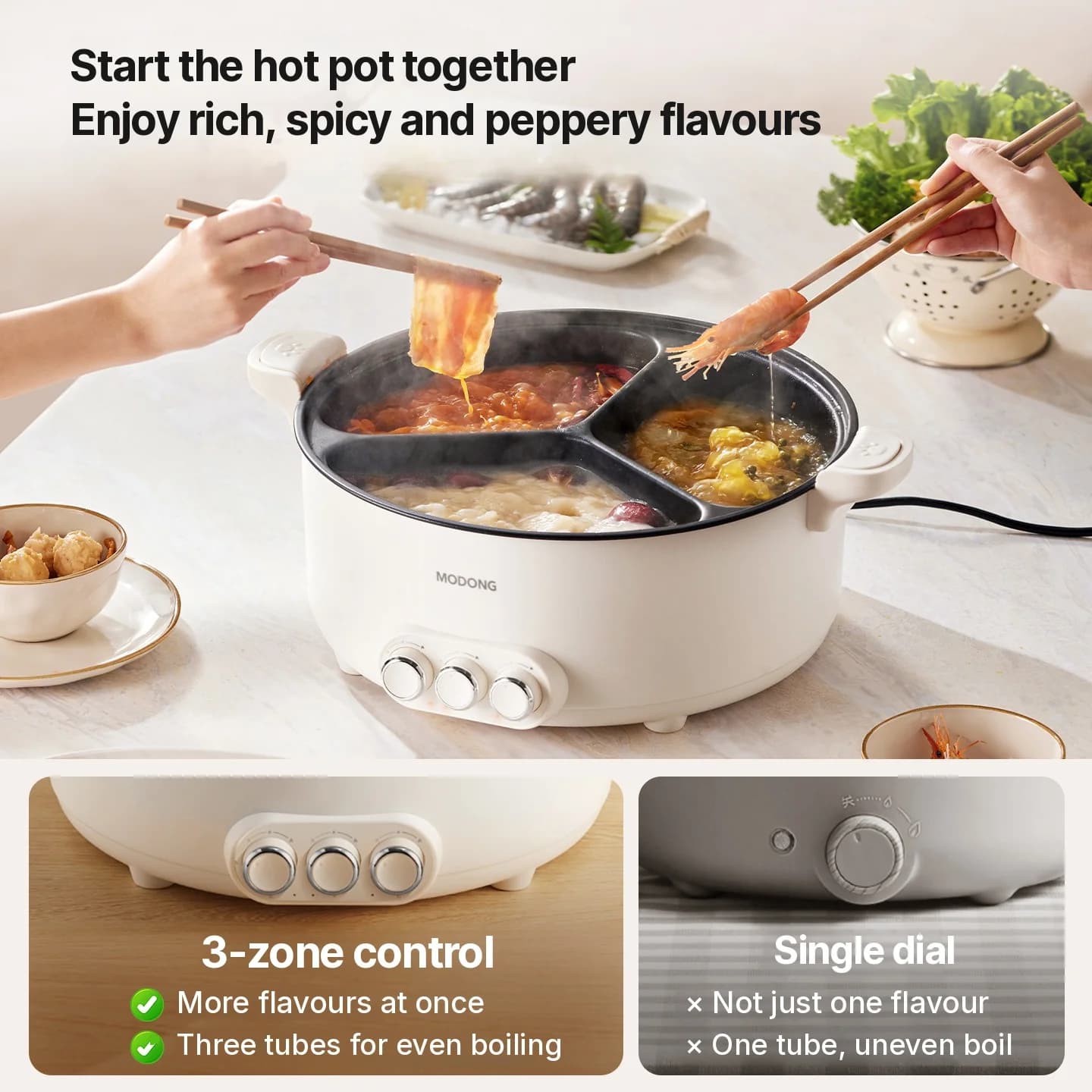 Electric Hot Pot with Divider, 5.6L/8L, 220V