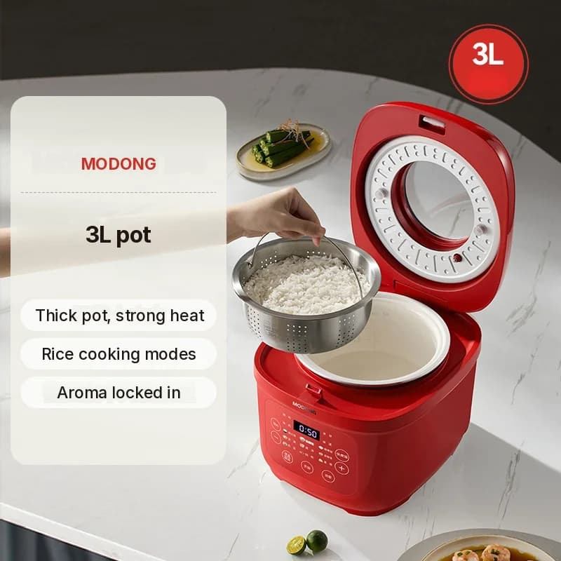3L Electric Rice Cooker with Ceramic Inner Pot, 600W