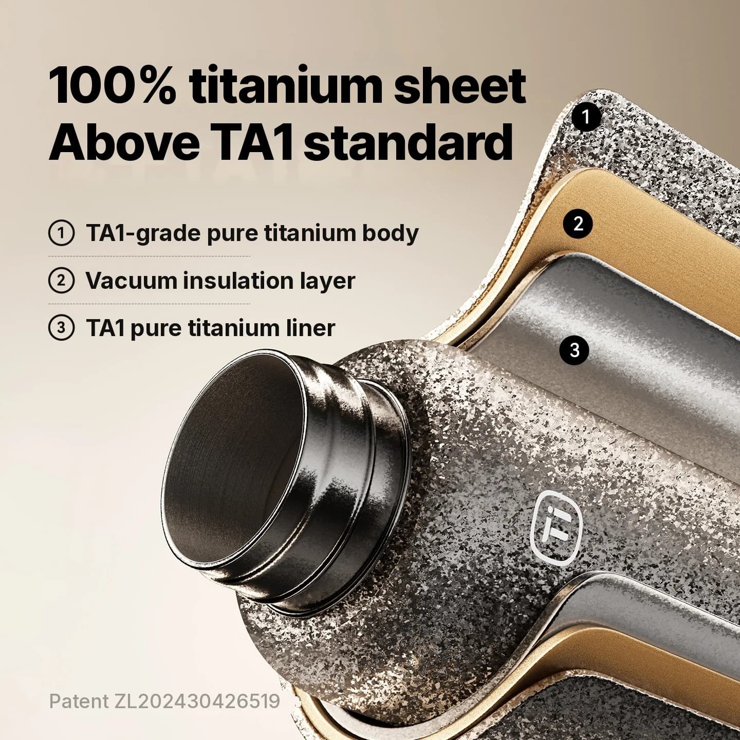 Pure Titanium Electric Heating Cup with Insulation 1200ml