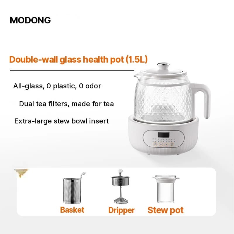 Glass Electric Health Pot with Dual-Layer Anti-Scald