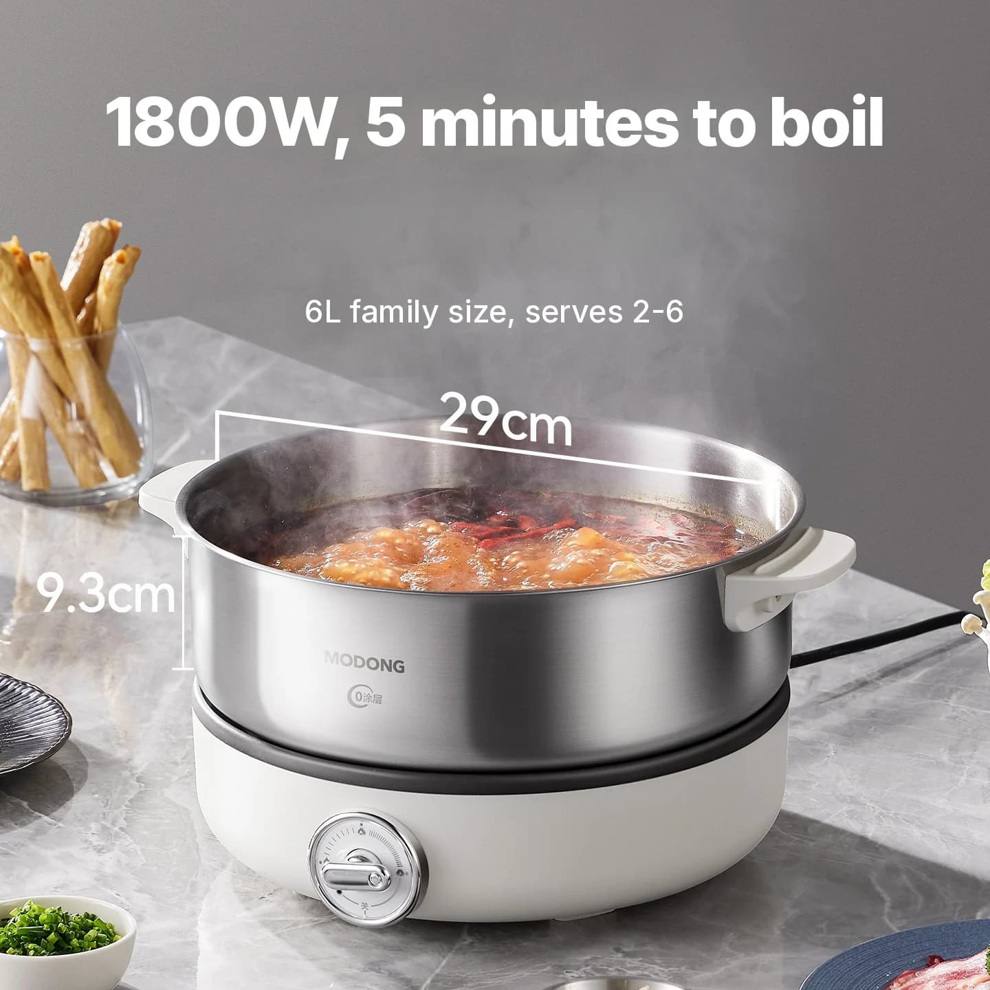 Split Electric Hot Pot with Stainless Steel Pot Liner 1500W