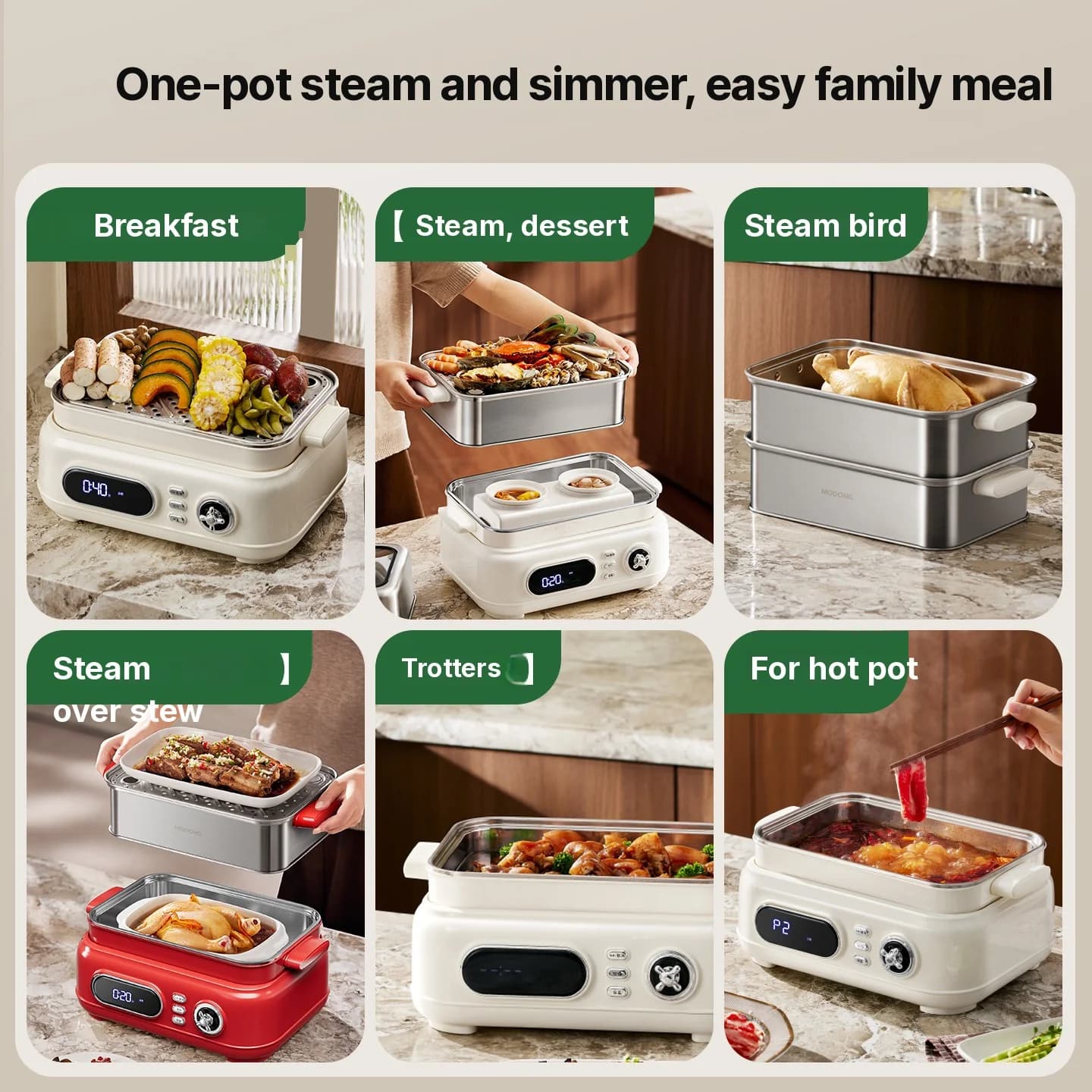 Electric Stainless Steel Steam Cooker 18L 24L Dual Or Triple Layer