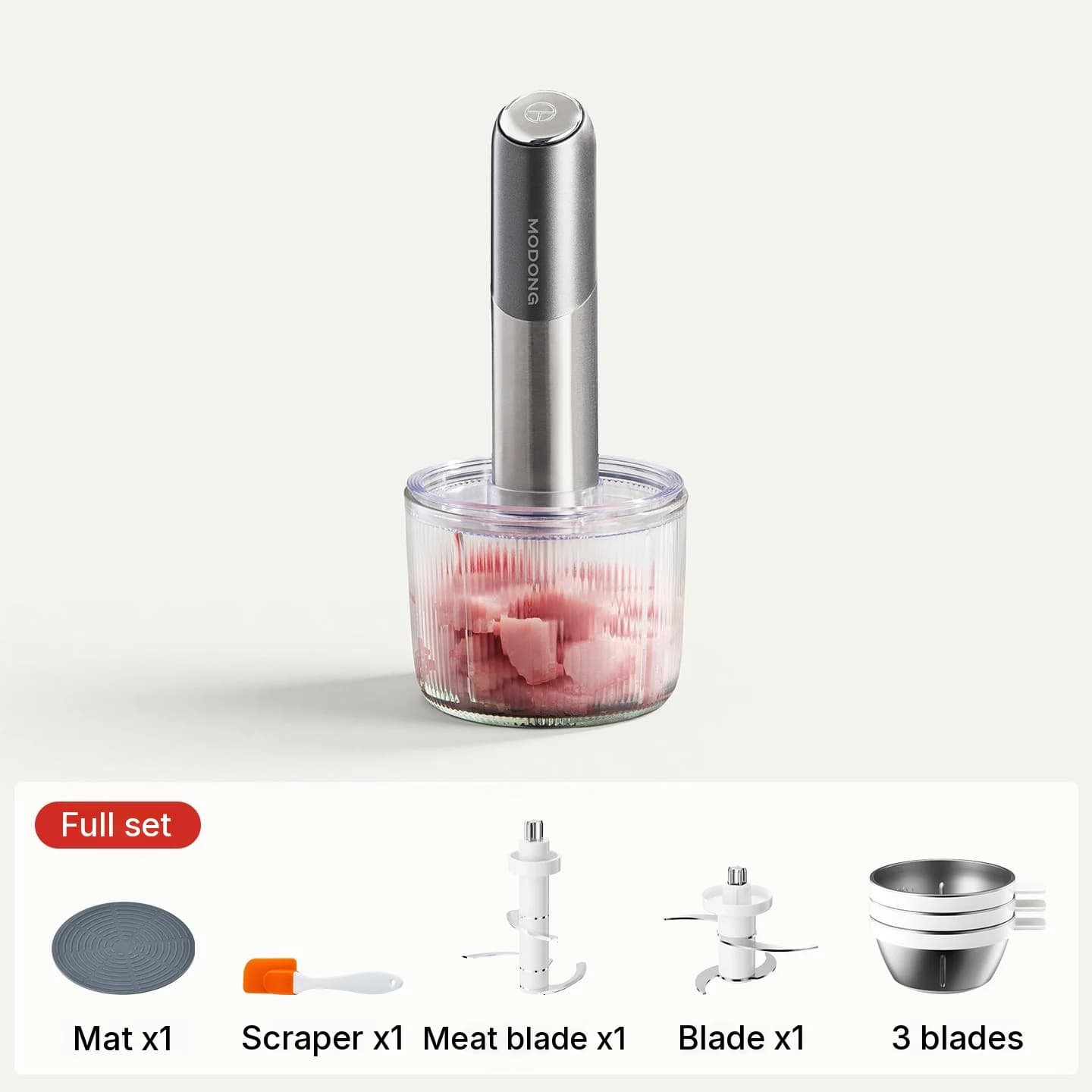 Portable Electric Food Chopper With Glass Bowl