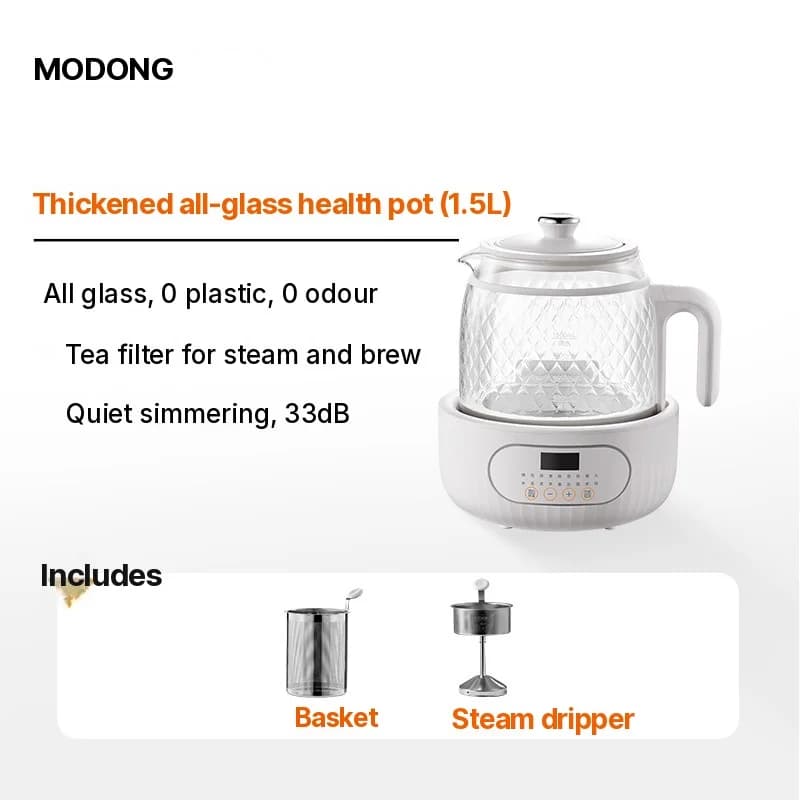 Glass Electric Health Pot with Dual-Layer Anti-Scald