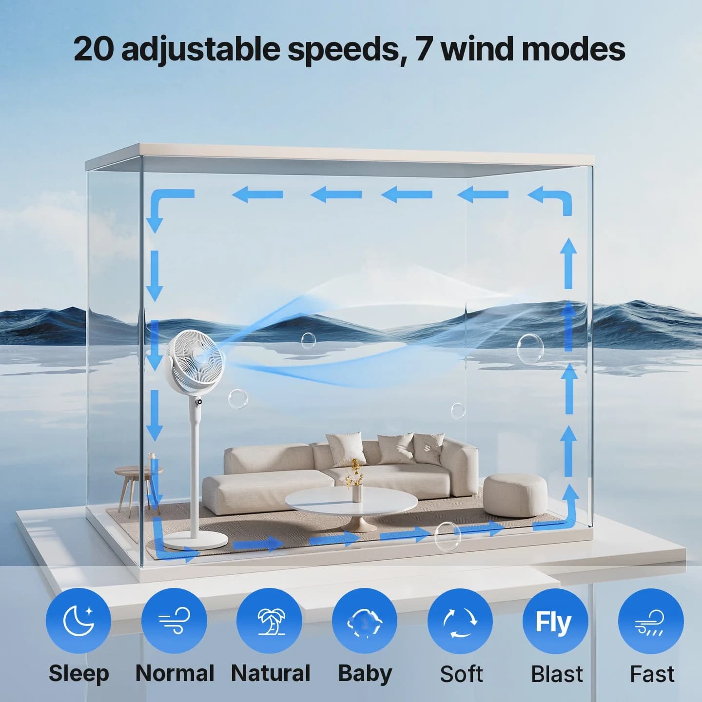 Smart Table Circulation Fan with Voice Control and Oscillation