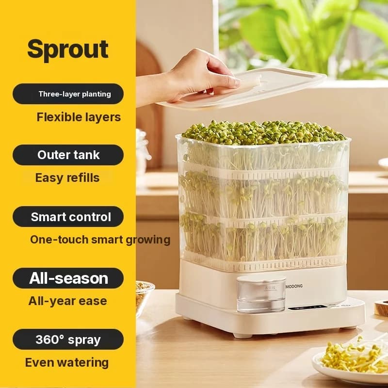Electric Sprout Maker for Home 1.5L 20W 3-Layer