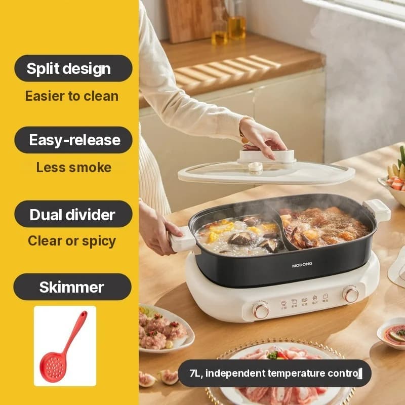 Split Electric Hot Pot 7L Dual-Zone Independent Temperature Control