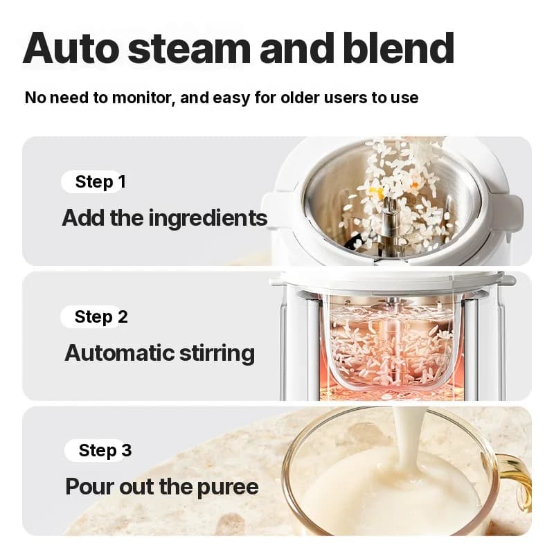Baby Food Maker Heating Blender With Steaming And Grinding