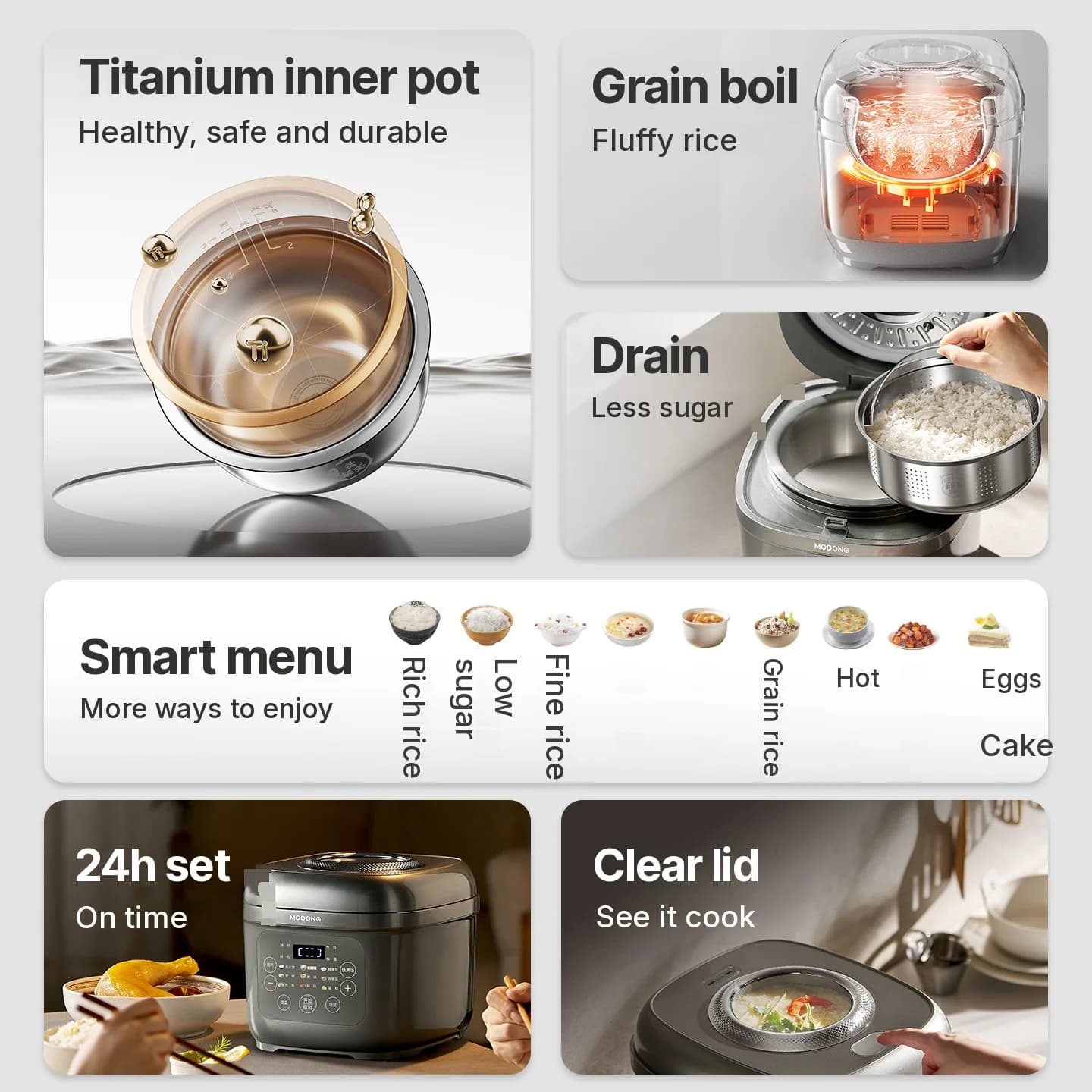 3L Electric Rice Cooker With Titanium Inner Pot, Keep Warm