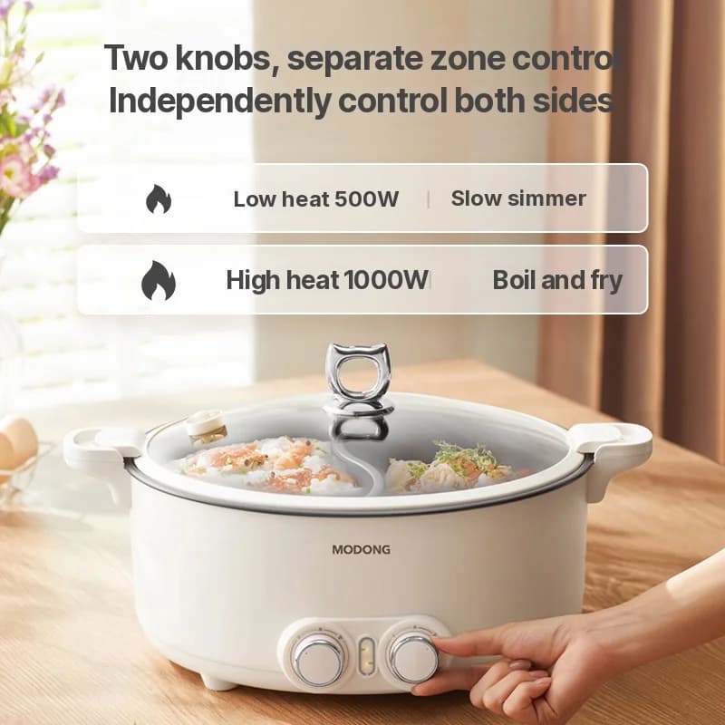 8L Electric Dual-Zone Hot Pot with Adjustable Temperature