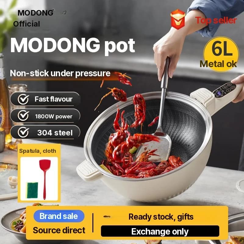6L Electric Cooking Pot With Stainless Steel Steamer