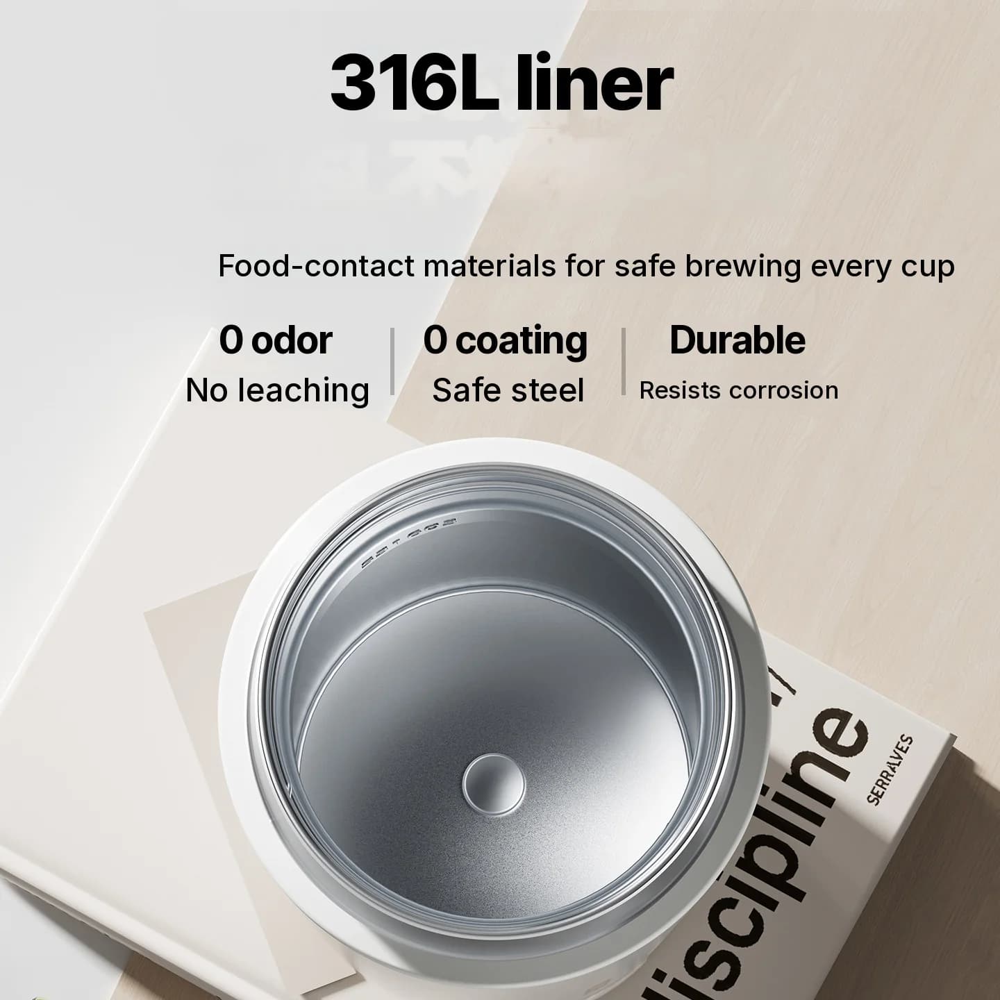 Portable Electric Water Heating Cup 350ml 316L Stainless Steel