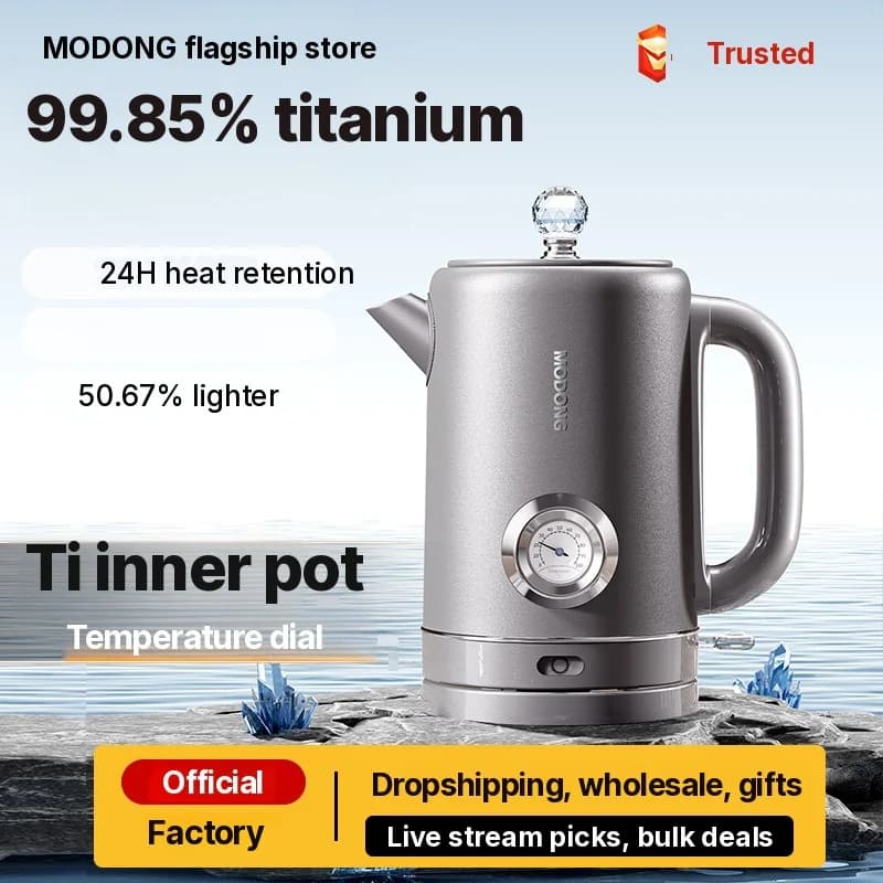 Pure Titanium Electric Kettle 1.8L with Temperature Display