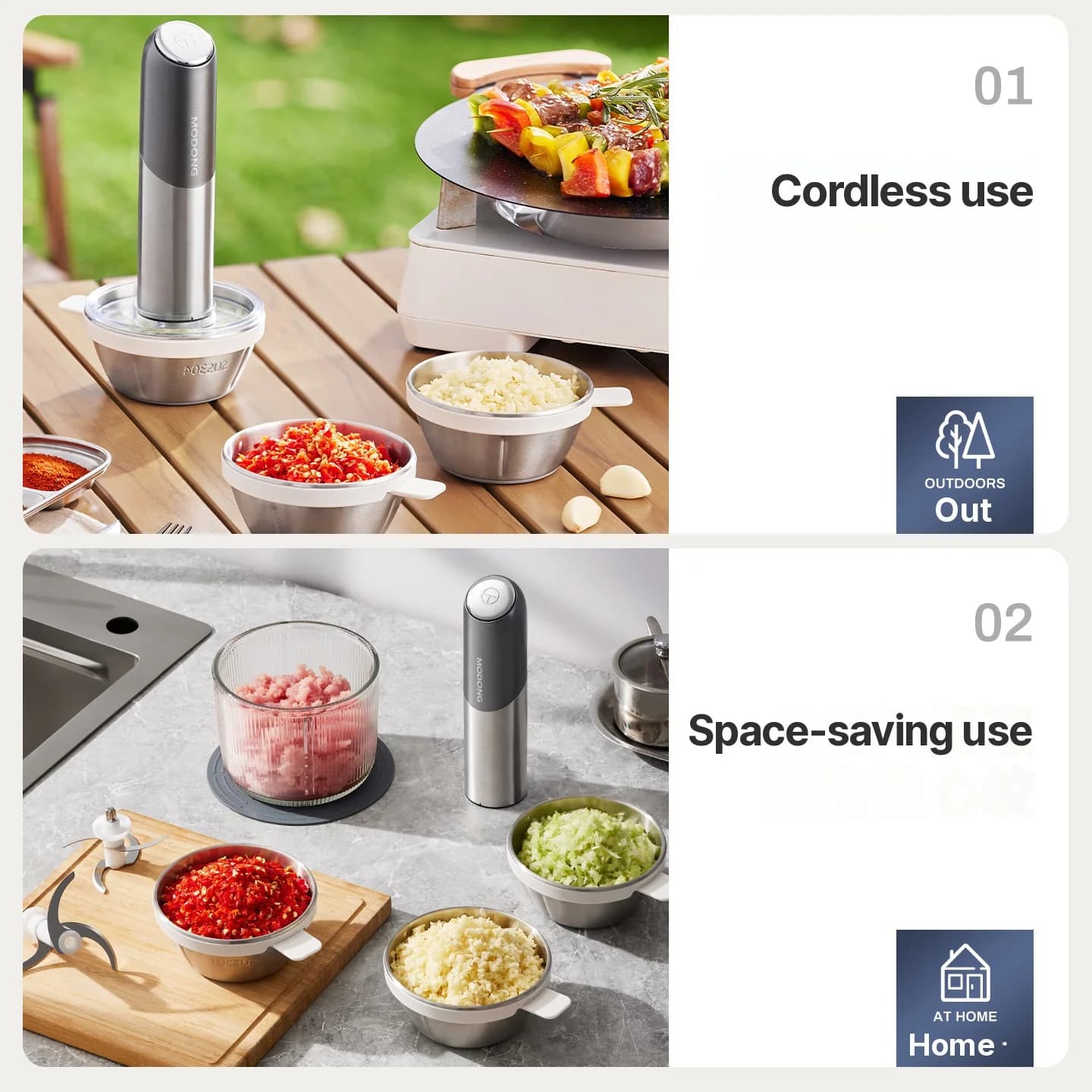 Portable Electric Food Chopper With Glass Bowl