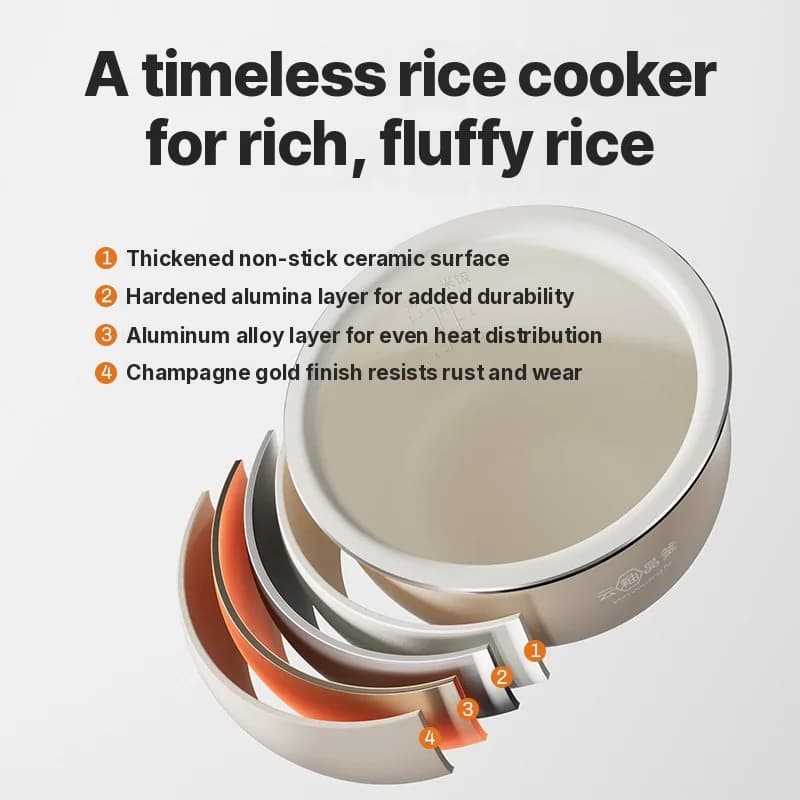 3L Electric Rice Cooker with Ceramic Inner Pot, 600W