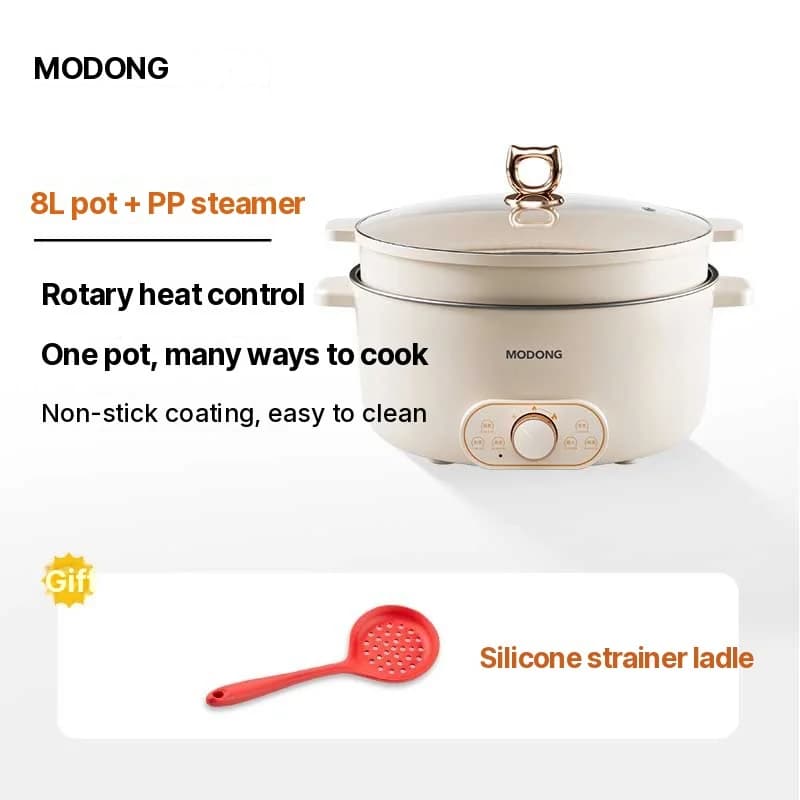 Electric Cooking Pot With Steamer, 7L or 8L, 220V