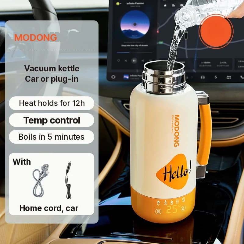 Portable Electric Heating Kettle Cup Car And Plug-In 1L 316 Stainless Steel