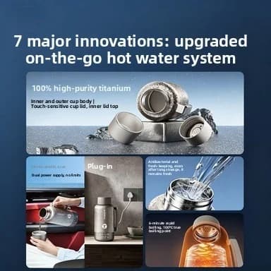Portable Titanium Electric Heating Cup, 1L, Dual Power, Warm