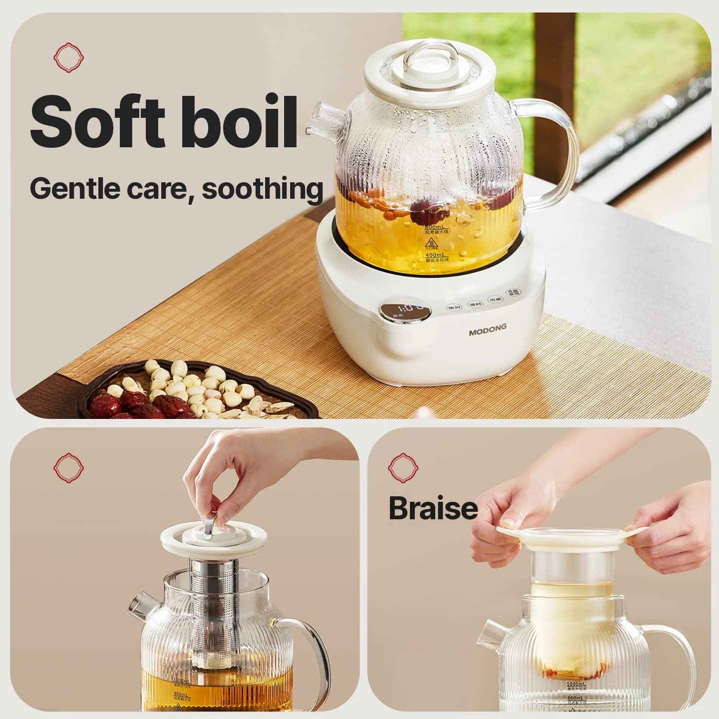 Glass Electric Tea Kettle With Temperature Control, 1L