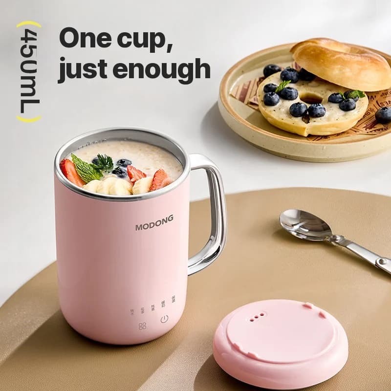 Portable Electric Stew Cup 450ml 220V with Filter and Spoon