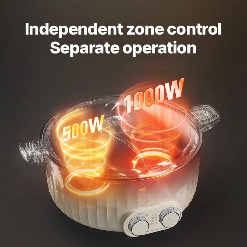 7L Dual-Zone Electric Hot Pot with Independent Temperature Control