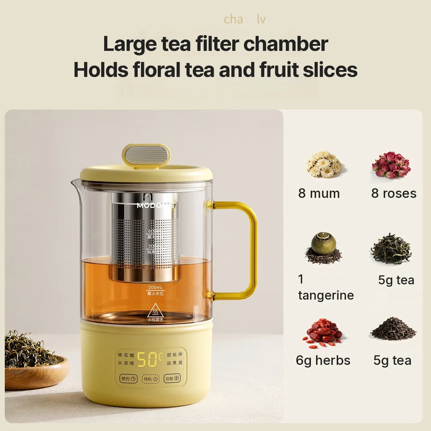 Glass Electric Health Pot 600ml 500W With Keep Warm And Timer