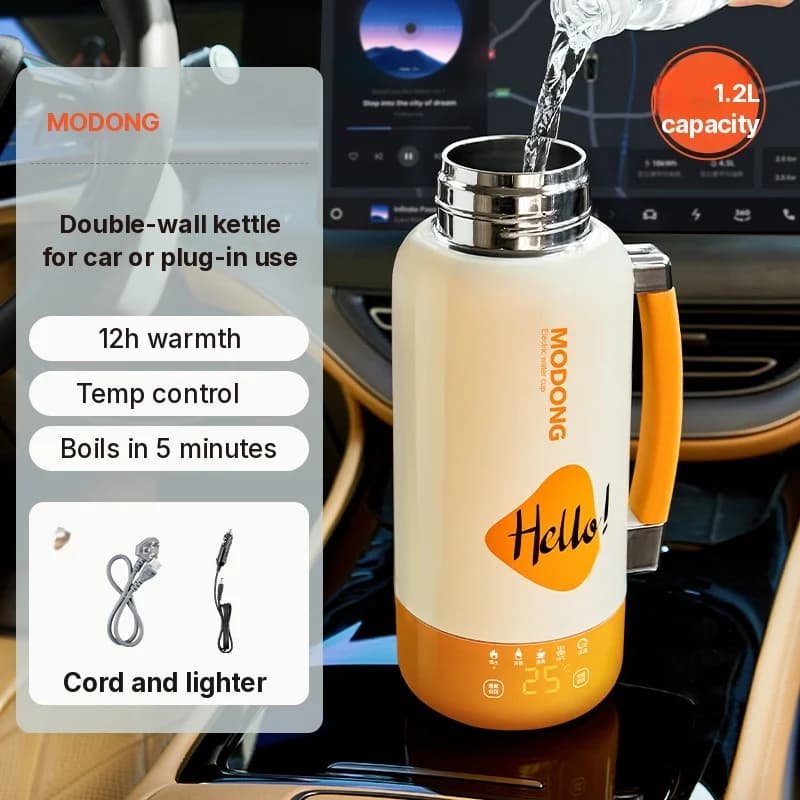 Portable Electric Heating Kettle Cup Car And Plug-In 1L 316 Stainless Steel