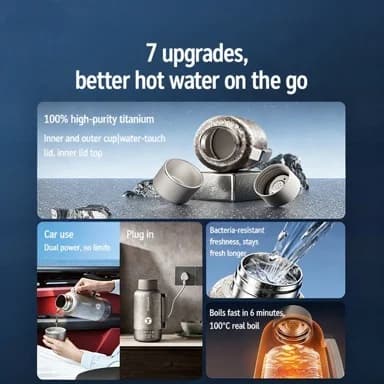 Portable Titanium Electric Heating Cup 1L Dual-Mode Travel Kettle