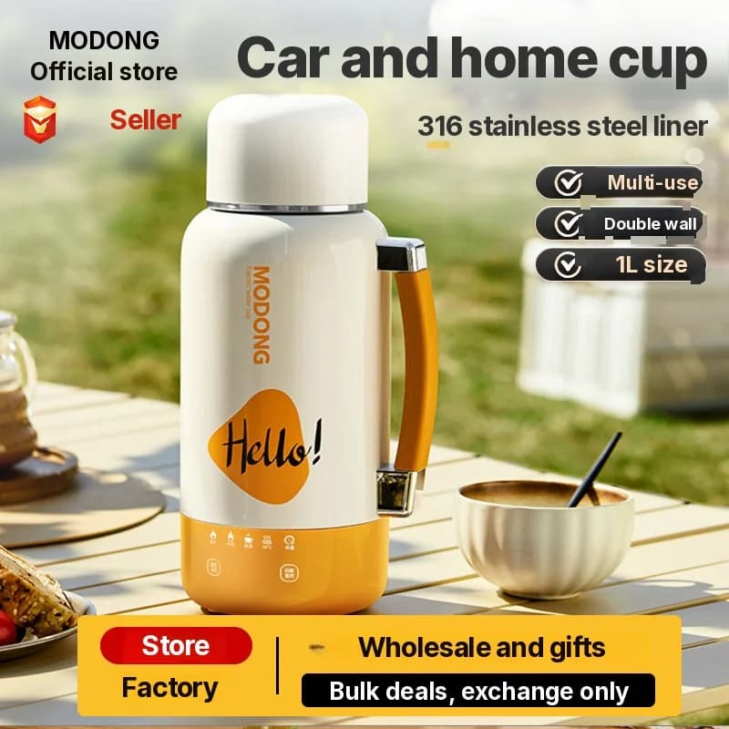 Portable Electric Heating Kettle Cup Car And Plug-In 1L 316 Stainless Steel