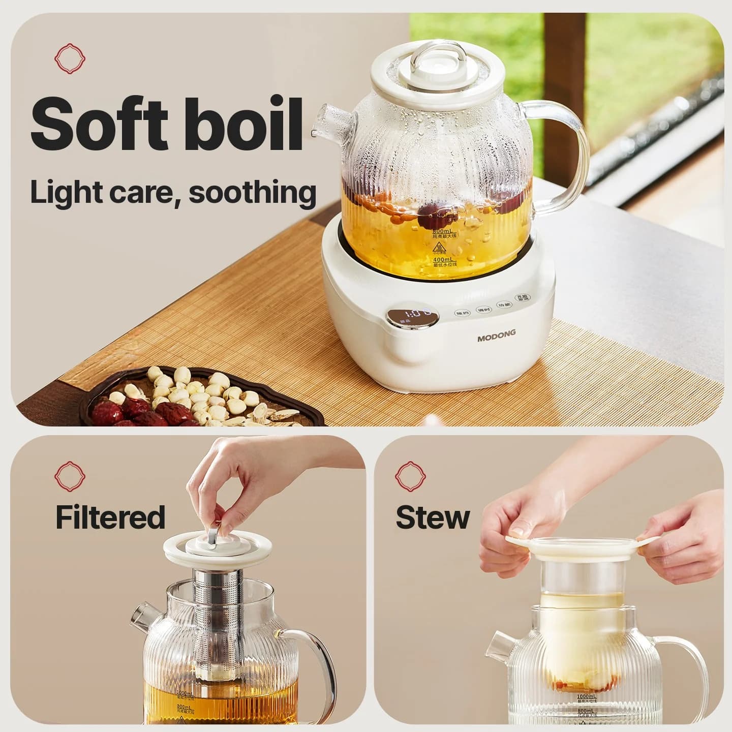 Glass Electric Tea Kettle With Temperature Control, 1L